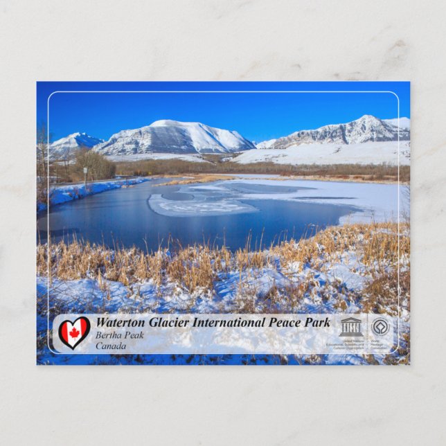UNESCO - Waterton Glacier International Peace Park Postcard (Front)