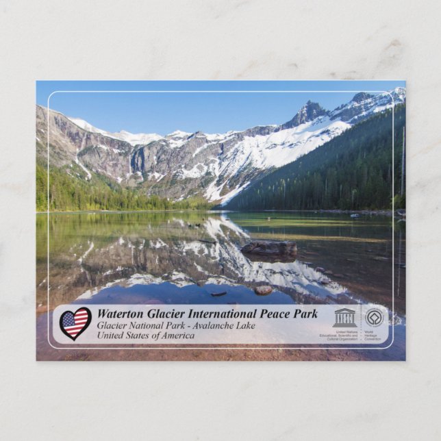 UNESCO  WHS - Glacier NP - Avalanche Lake Postcard (Front)