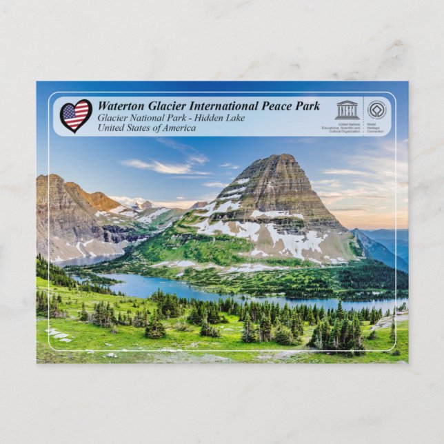 UNESCO  WHS - Glacier NP - Hidden Lake Postcard (Front)
