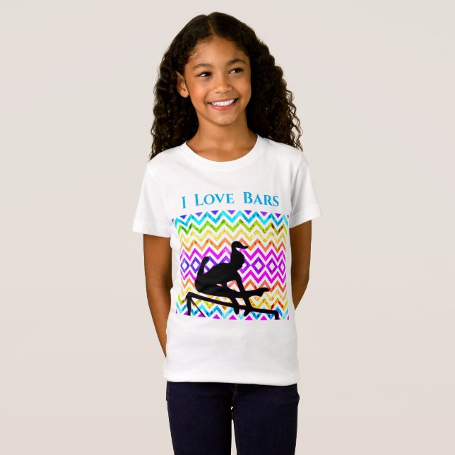 Uneven Bars Gymnastics Girls Cute Chevron T-Shirt (Front Full)