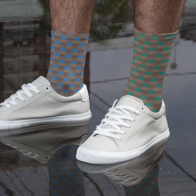 Uneven Brown and Blue and Green Colour Combination Socks (Creator Uploaded)
