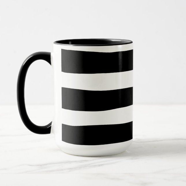 Uneven Stripes - Black and White  Mug (Left)