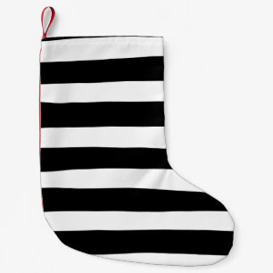 Uneven Stripes - Black and White Small Christmas Stocking