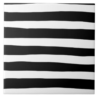 Uneven Stripes - Black and White Tile