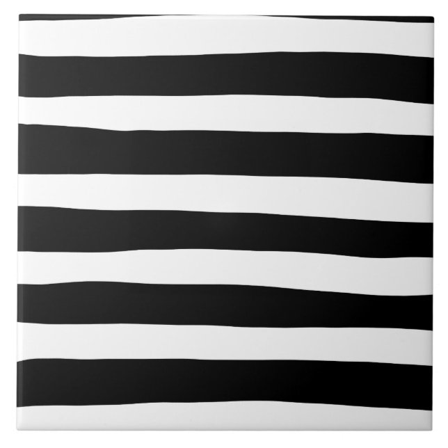 Uneven Stripes - Black and White  Tile (Front)