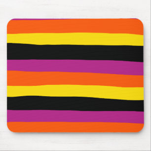 Uneven Stripes - Black, Pink, Orange and Yellow Mouse Pad