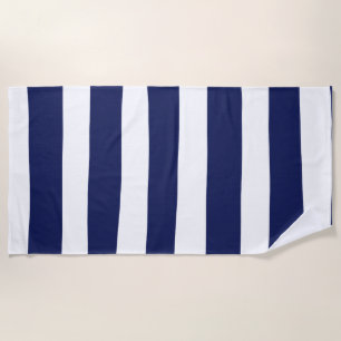 Uneven Stripes - Blue and White Beach Towel