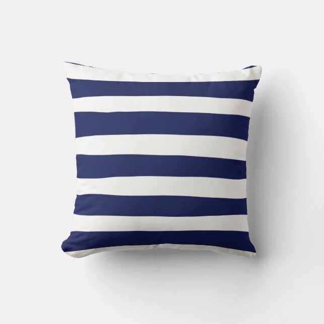 Uneven Stripes - Blue and White Cushion (Front)