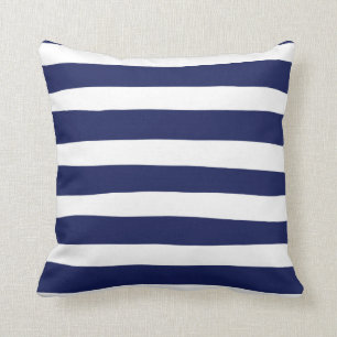 Uneven Stripes - Blue and White Cushion