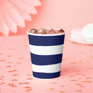 Uneven Stripes - Blue and White Paper Cups