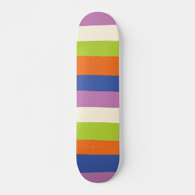 Uneven Stripes - Blue, Orange, Purple, Green, and  Skateboard (Front)