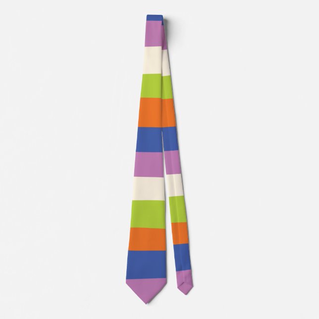 Uneven Stripes - Blue, Orange, Purple, Green, and  Tie (Front)
