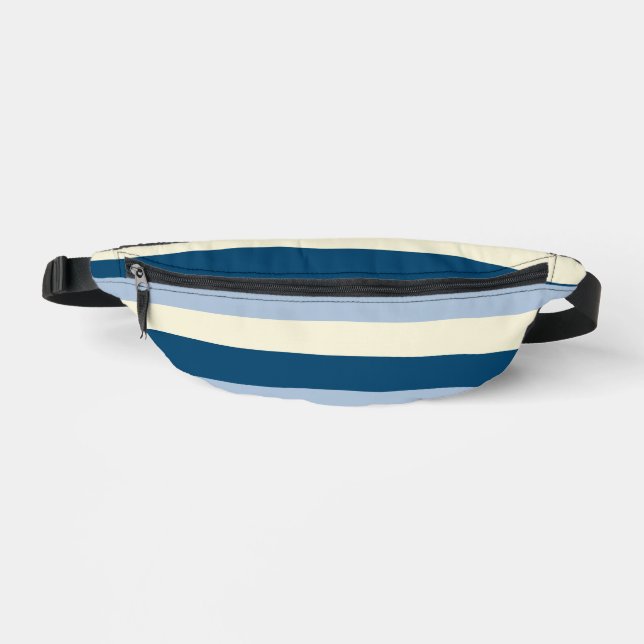 Uneven Stripes - Dark Blue, Light Blue and Cream Bum Bags (Front)