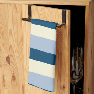 Uneven Stripes - Dark Blue, Light Blue and Cream Tea Towel