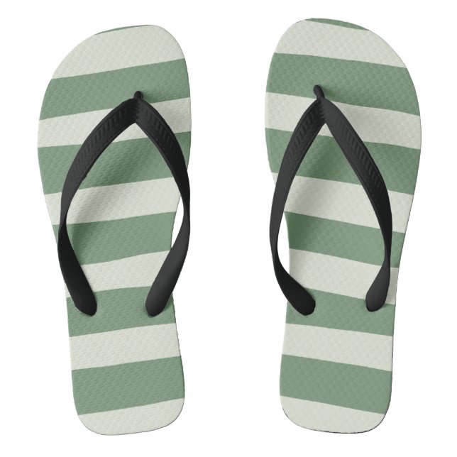 Uneven Stripes - Green Jandals (Footbed)