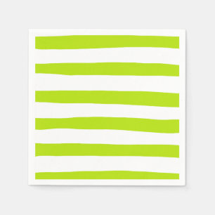 Uneven Stripes in Lime Green and White Napkin