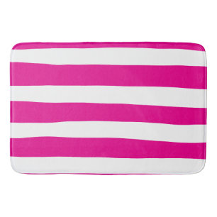 Uneven Stripes in Magenta and White Bath Mat