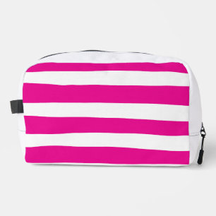 Uneven Stripes in Magenta and White Dopp Kit