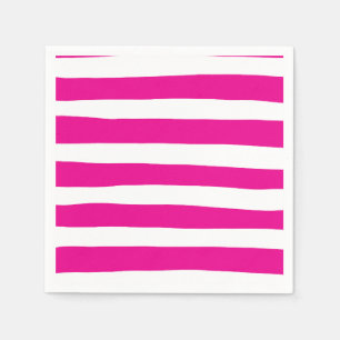 Uneven Stripes in Magenta and White  Napkin