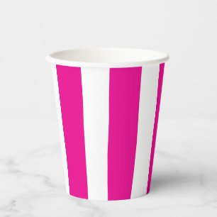 Uneven Stripes in Magenta and White Paper Cups
