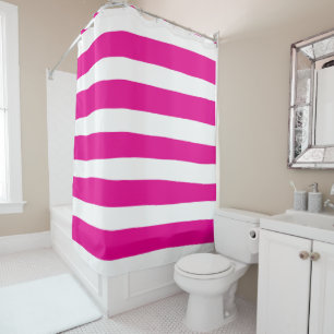 Uneven Stripes in Magenta and White  Shower Curtain