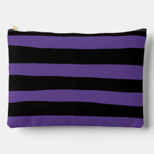 Uneven Stripes in Purple and Black Accessory Pouch