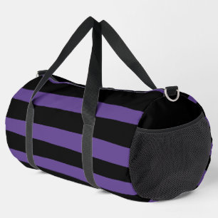 Uneven Stripes in Purple and Black Duffle Bag