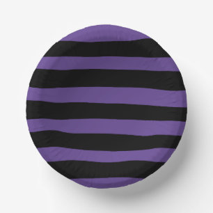 Uneven Stripes in Purple and Black Paper Plate