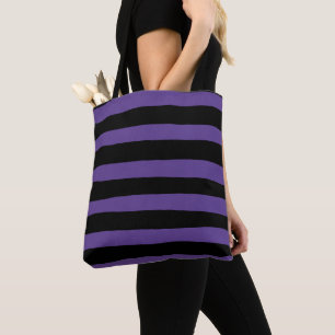 Uneven Stripes in Purple and Black Tote Bag
