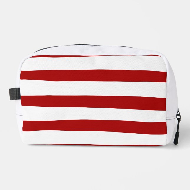 Uneven Stripes in Red and White Dopp Kit (Front)
