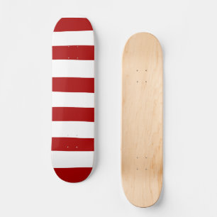 Uneven Stripes in Red and White Skateboard