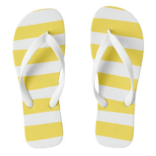 Uneven Stripes - Lemon Yellow and White Jandals