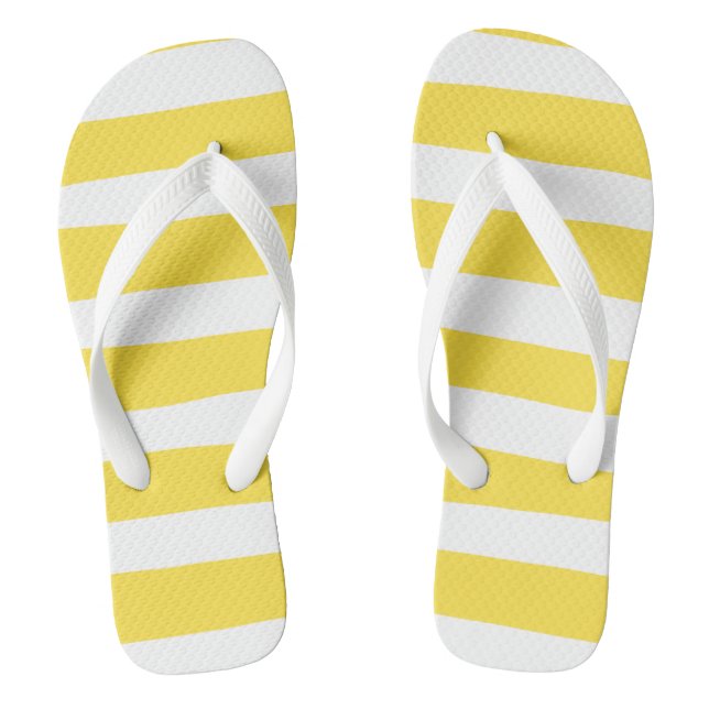 Uneven Stripes - Lemon Yellow and White Jandals (Footbed)