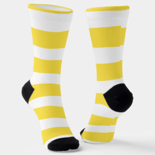 Uneven Stripes - Lemon Yellow and White Socks
