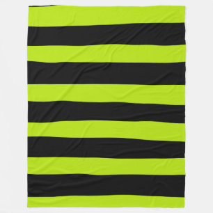 Uneven Stripes - Lime Green and Black Fleece Blanket