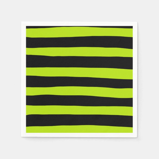 Uneven Stripes - Lime Green and Black Napkin (Front)