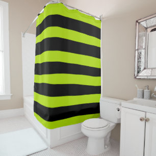 Uneven Stripes - Lime Green and Black Shower Curtain