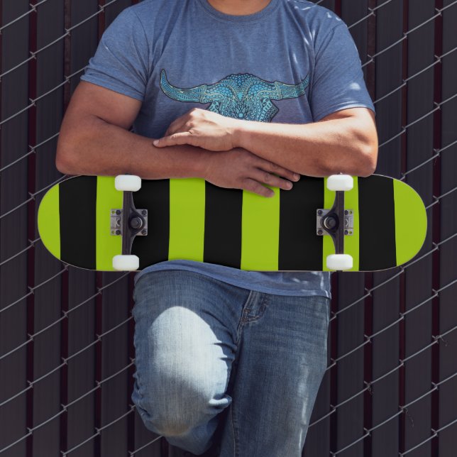 Uneven Stripes - Lime Green and Black Skateboard (Outdoor 3)