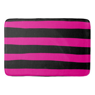 Uneven Stripes - Magenta and Black Bath Mat