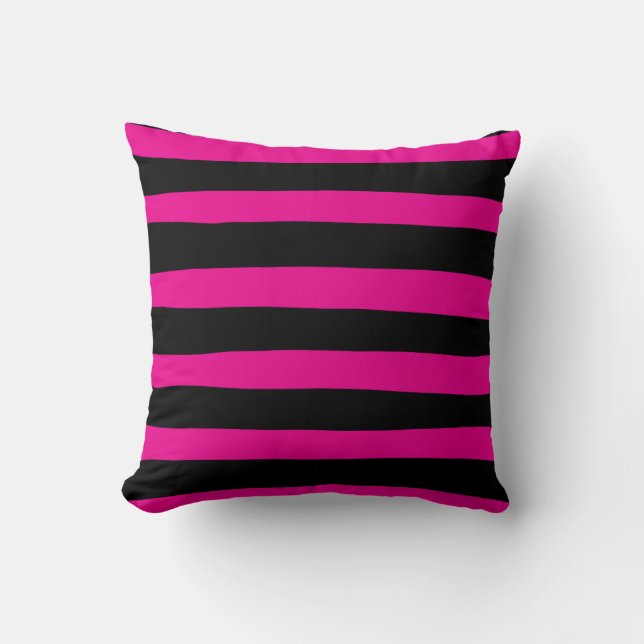 Uneven Stripes - Magenta and Black Cushion (Front)