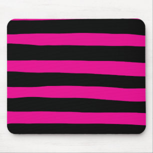 Uneven Stripes - Magenta and Black Mouse Pad