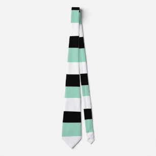 Uneven Stripes - Mint Green, White and Black Tie