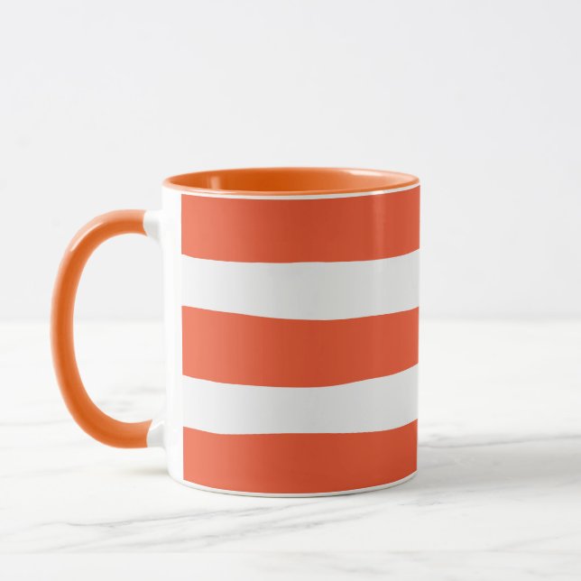 Uneven Stripes - Orange and White Mug (Left)