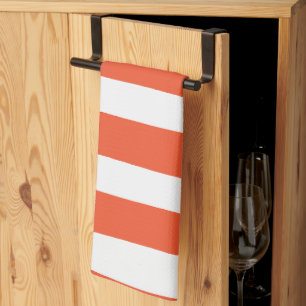 Uneven Stripes - Orange and White Tea Towel