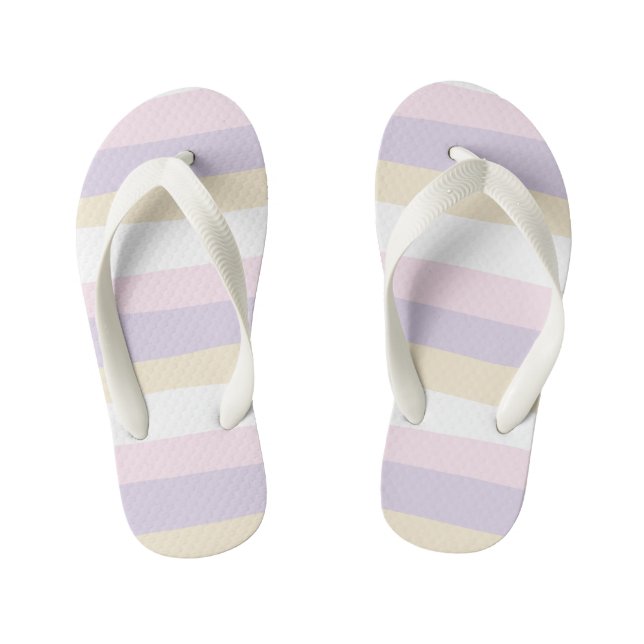 Uneven Stripes - Pastel Pink, Yellow and Purple Kid's Jandals (Footbed)