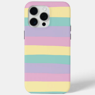 Uneven Stripes-Pastel Pink, Yellow, Purple & Green iPhone 15 Pro Max Case