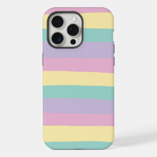Uneven Stripes-Pastel Pink, Yellow, Purple & Green iPhone 15 Pro Max Case