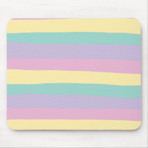 Uneven Stripes-Pastel Pink, Yellow, Purple & Green Mouse Pad