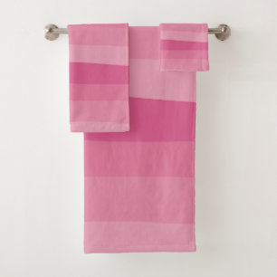 Uneven Stripes - Pink Bath Towel Set