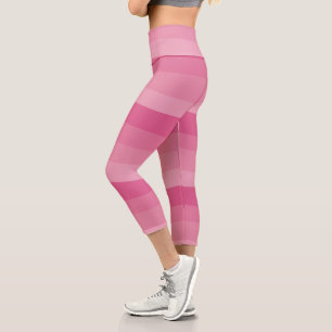 Uneven Stripes - Pink Capri Leggings